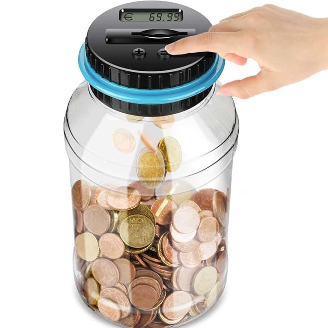 Digitale spaarpot met teller 1,8L, elektronisch spaarvarken met LCD Digitale spaarpot met teller 1,8L, elektronisch spaarvarken met LCD