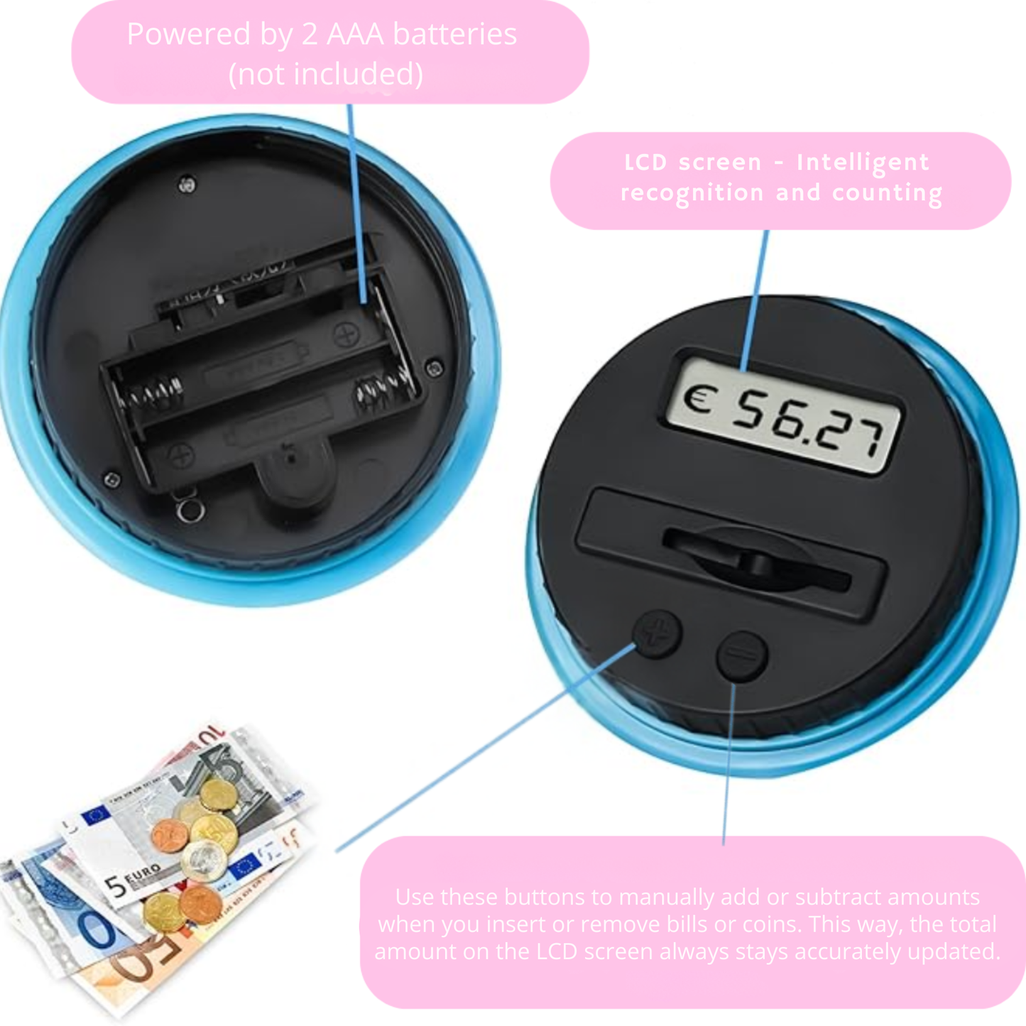 Digitale Spardose mit intelligenter Zählfunktion – Sparen macht wieder Spaß!